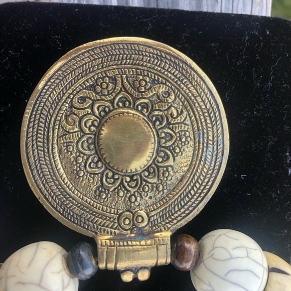 Handcrafted Tribal Necklace with Ornate Pendant and Carved Beads-Boho Statement - Picture 2 of 10